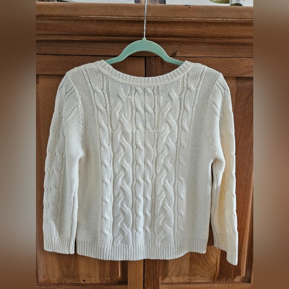 Vintage Abercrombie & Fitch Cable Knit Sweater Womens L Cream Ivory Crew Neck - Picture 4 of 12